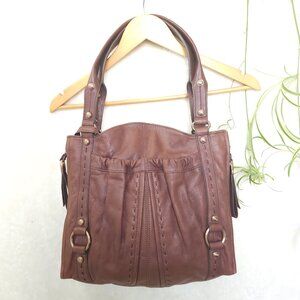 B Makowsky Chocolate Brown Soft Leather Tribeca Tote Hobo